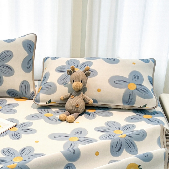 91家纺网 家纺一手货源 找家纺 LIFE.丽芙 2025春夏新款独家研发太空层凉感冰丝枕头套印花包边款 向阳花