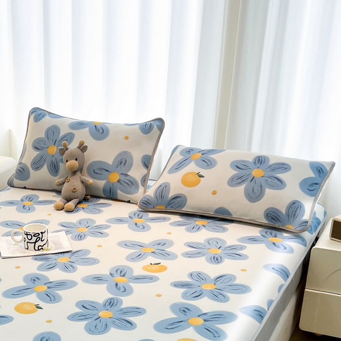 91家纺网 家纺一手货源 找家纺 LIFE.丽芙 2025春夏新款独家研发太空层凉感冰丝枕头套印花包边款 向阳花