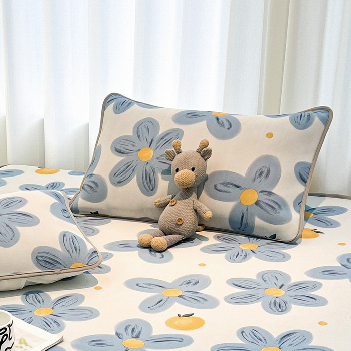 91家纺网 家纺一手货源 找家纺 LIFE.丽芙 2025春夏新款独家研发太空层凉感冰丝枕头套印花包边款 向阳花