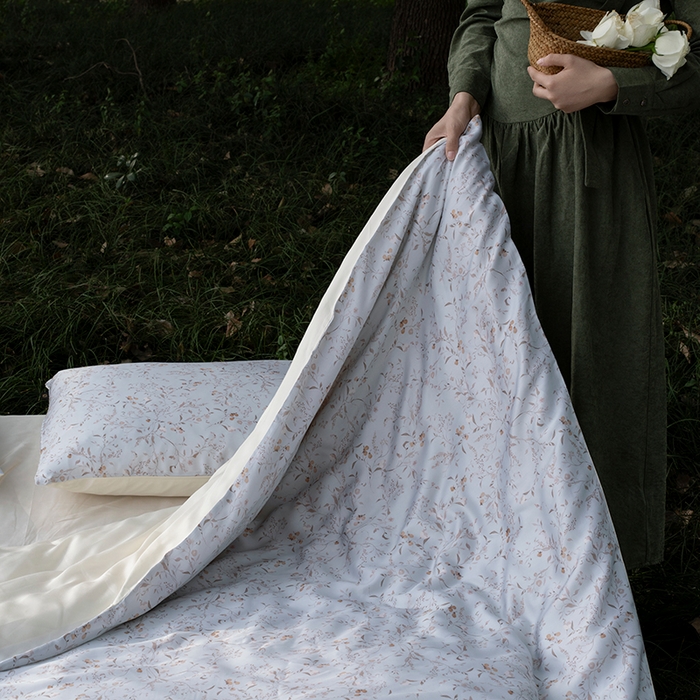 91家纺网 家纺一手货源 找家纺 禾时 2025新款60S兰精天丝数码印花四件套进口莱赛尔床品四件套-慕沙 慕沙-绿