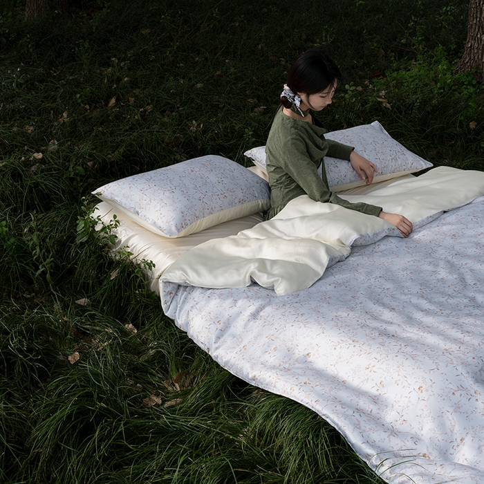 91家纺网 家纺一手货源 找家纺 禾时 2025新款60S兰精天丝数码印花四件套进口莱赛尔床品四件套-慕沙 慕沙-绿