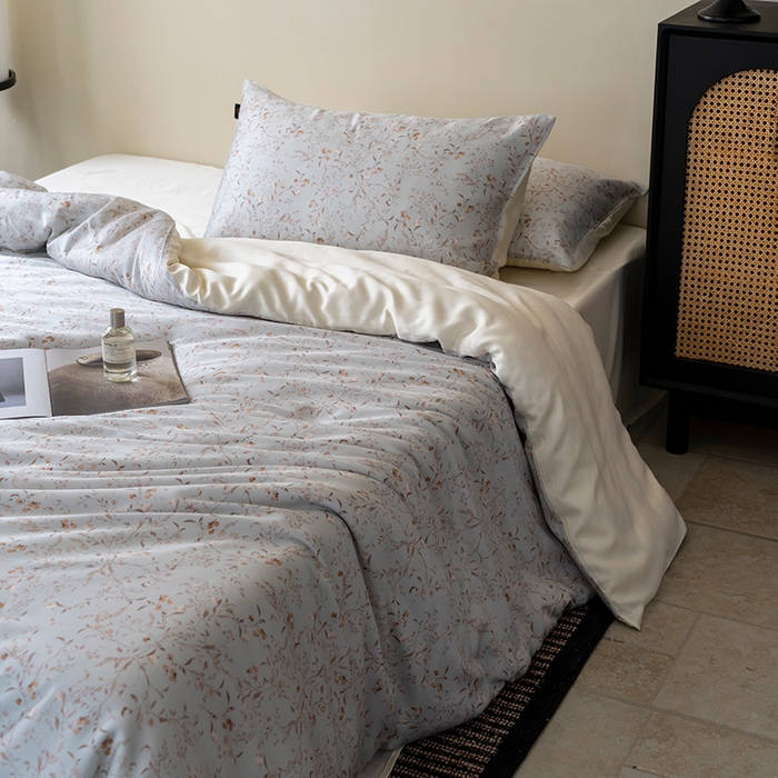 91家纺网 家纺一手货源 找家纺 禾时 2025新款60S兰精天丝数码印花四件套进口莱赛尔床品四件套-慕沙 慕沙-绿