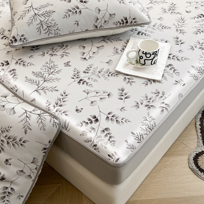 91家纺网 家纺一手货源 找家纺 LIFE.丽芙 2025春夏新款独家研发太空层凉感冰丝枕头套印花包边款 水墨叶