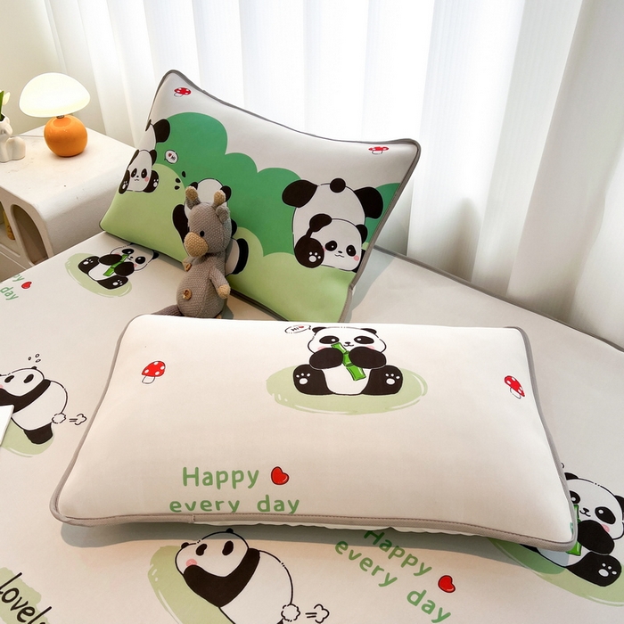 LIFE.丽芙 2025春夏新款独家研发太空层凉感冰丝枕头套印花包边款 幸运熊猫