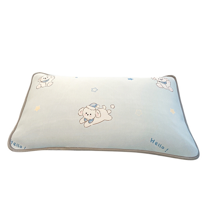 91家纺网 家纺一手货源 找家纺 LIFE.丽芙 2025春夏新款独家研发太空层凉感冰丝枕头套印花包边款 小奶狗