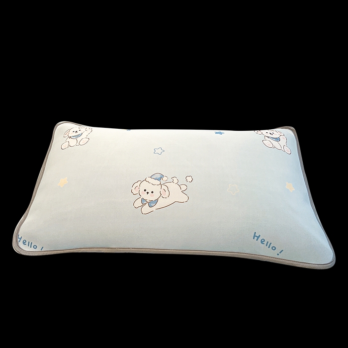 91家纺网 家纺一手货源 找家纺 LIFE.丽芙 2025春夏新款独家研发太空层凉感冰丝枕头套印花包边款 小奶狗