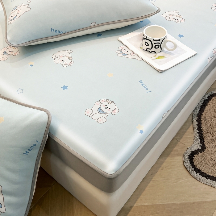 91家纺网 家纺一手货源 找家纺 LIFE.丽芙 2025春夏新款独家研发太空层凉感冰丝枕头套印花包边款 小奶狗