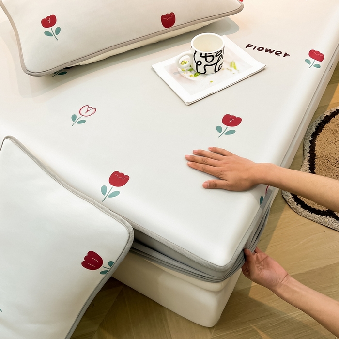 91家纺网 家纺一手货源 找家纺 LIFE.丽芙 2025春夏新款独家研发太空层凉感冰丝枕头套印花包边款 花语