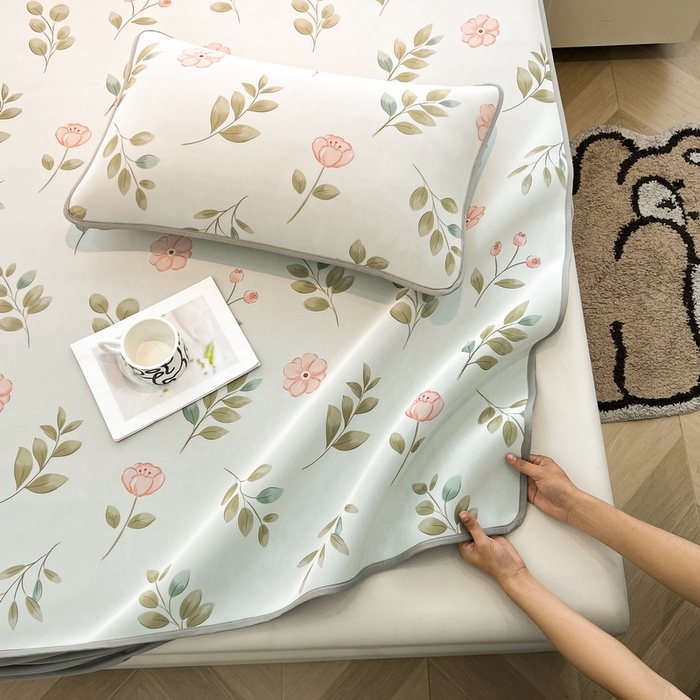 91家纺网 家纺一手货源 找家纺 LIFE.丽芙 2025春夏新款独家研发太空层凉感冰丝枕头套印花包边款 莫妮卡