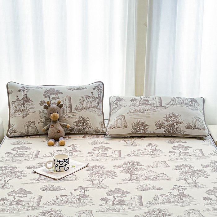 91家纺网 家纺一手货源 找家纺 LIFE.丽芙 2025春夏新款独家研发太空层凉感冰丝枕头套印花包边款 秘密庄园