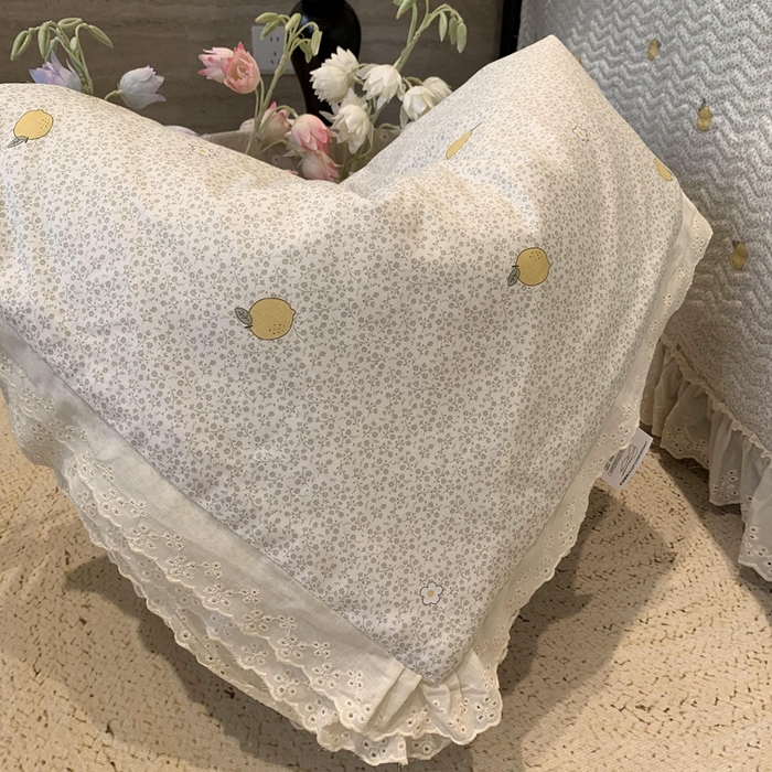 91家纺网 家纺一手货源 找家纺 莱豫家纺 2025春夏新款纯棉全棉花边款床盖三件套 柠檬