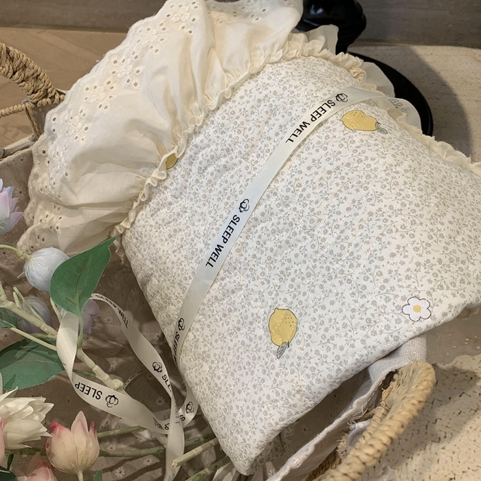 91家纺网 家纺一手货源 找家纺 莱豫家纺 2025春夏新款纯棉全棉花边款床盖三件套 柠檬