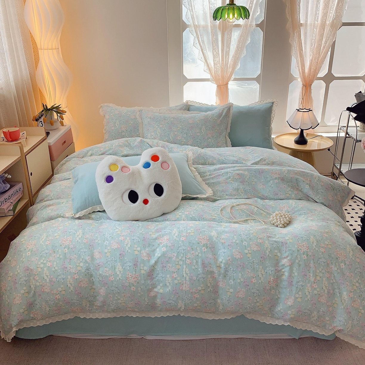 91家纺网 家纺一手货源 找家纺 （总）莱豫家纺 2025春夏新款双层纱花边四件套