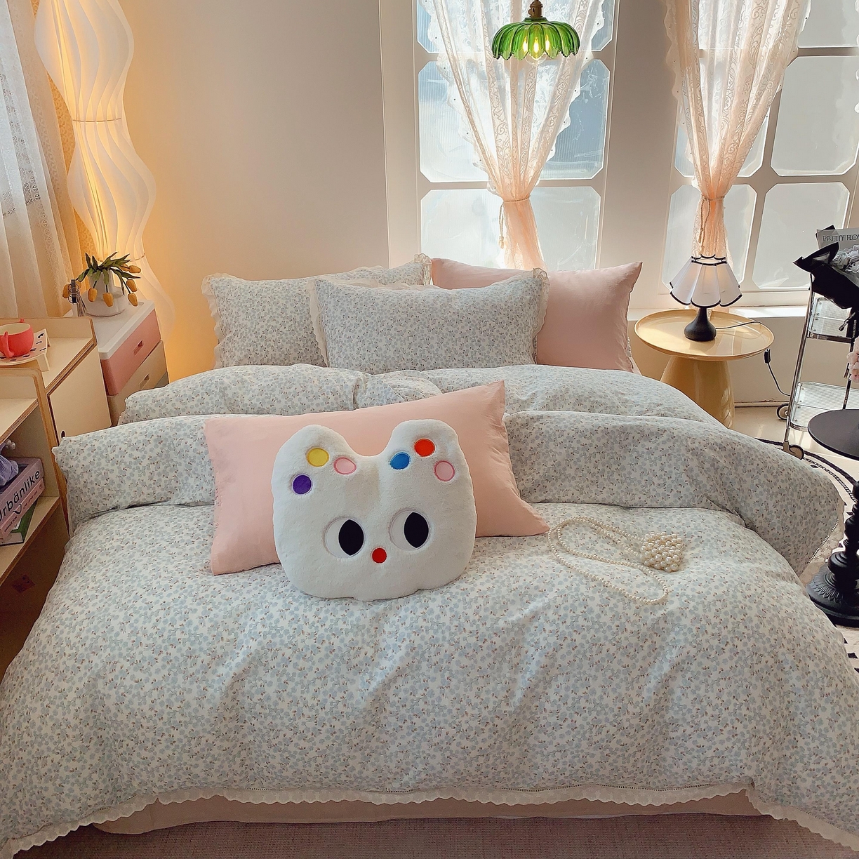 莱豫家纺 2025春夏新款双层纱花边四件套 秋之寄语兰