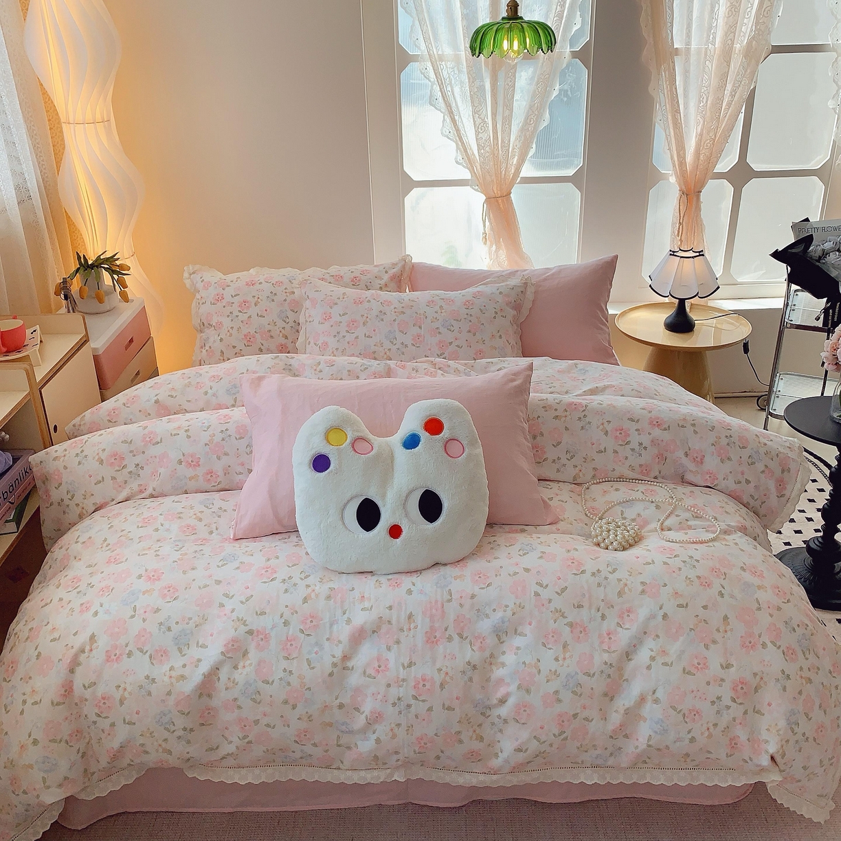 91家纺网 家纺一手货源 找家纺 （总）莱豫家纺 2025春夏新款双层纱花边四件套