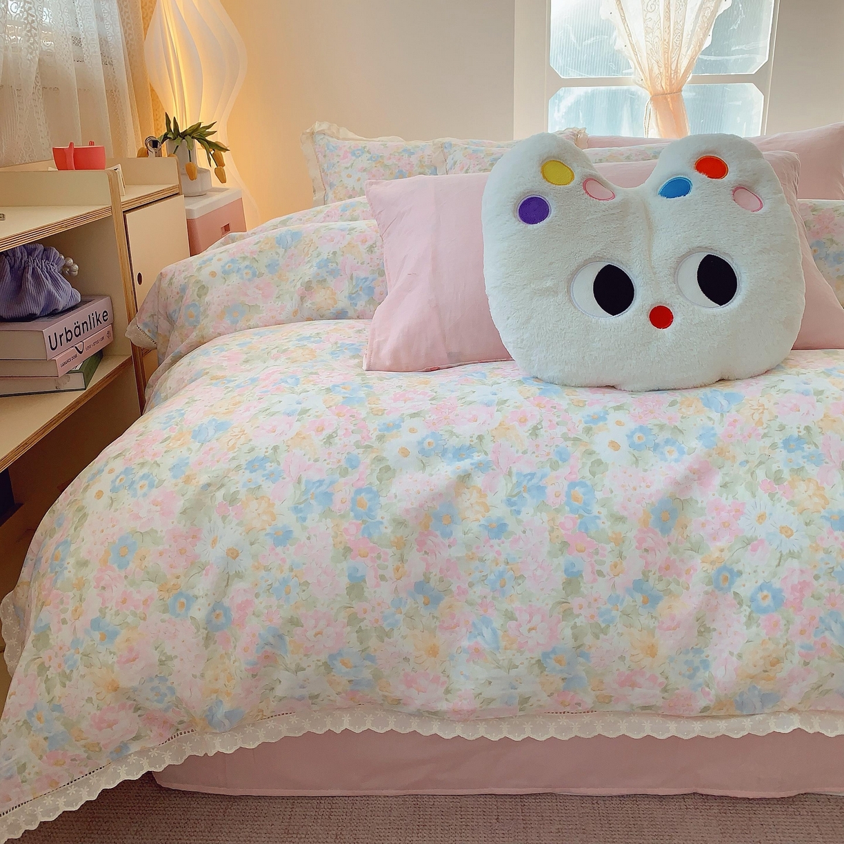 91家纺网 家纺一手货源 找家纺 莱豫家纺 2025春夏新款双层纱花边四件套 花香魅影