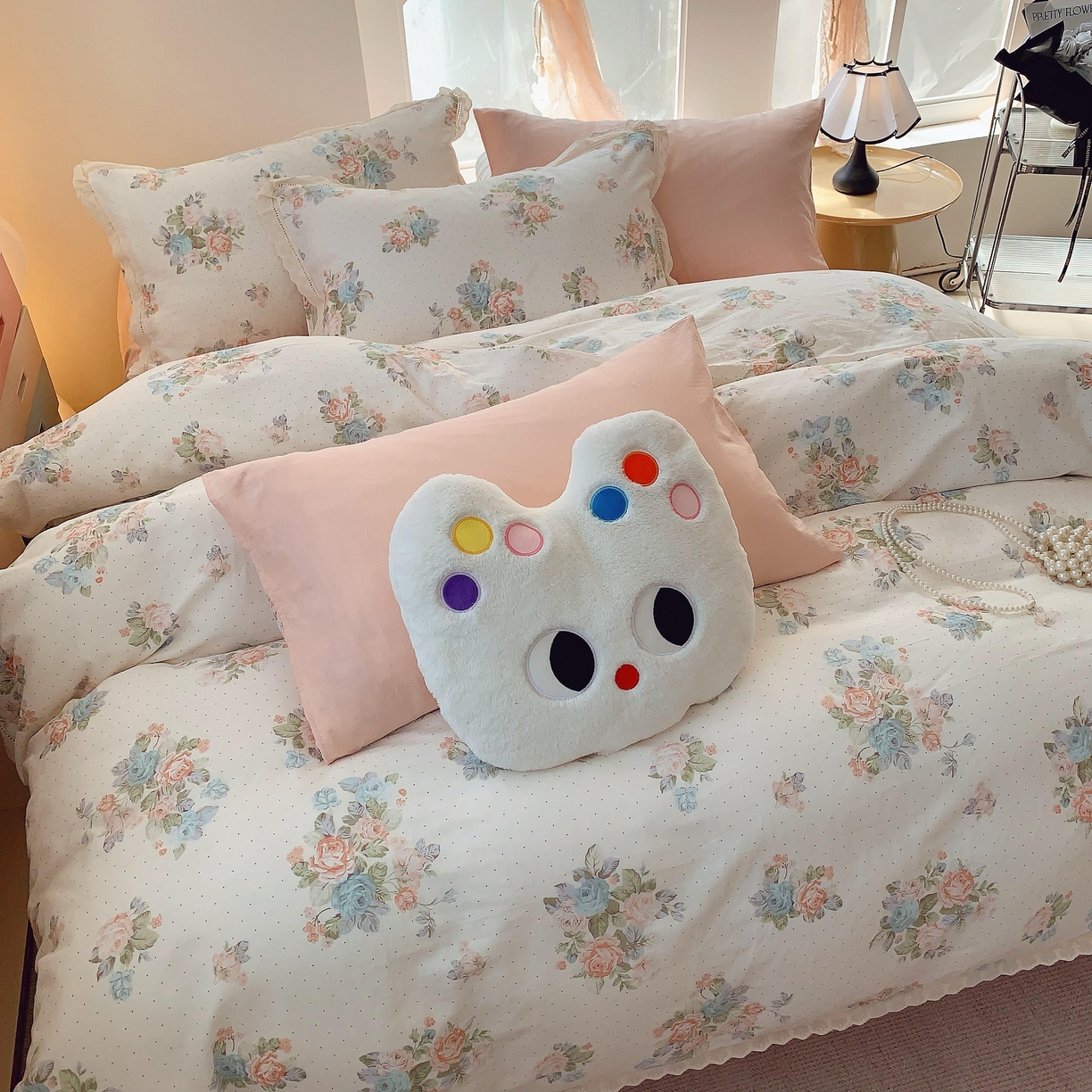 91家纺网 家纺一手货源 找家纺 莱豫家纺 2025春夏新款双层纱花边四件套 花舞轻盈