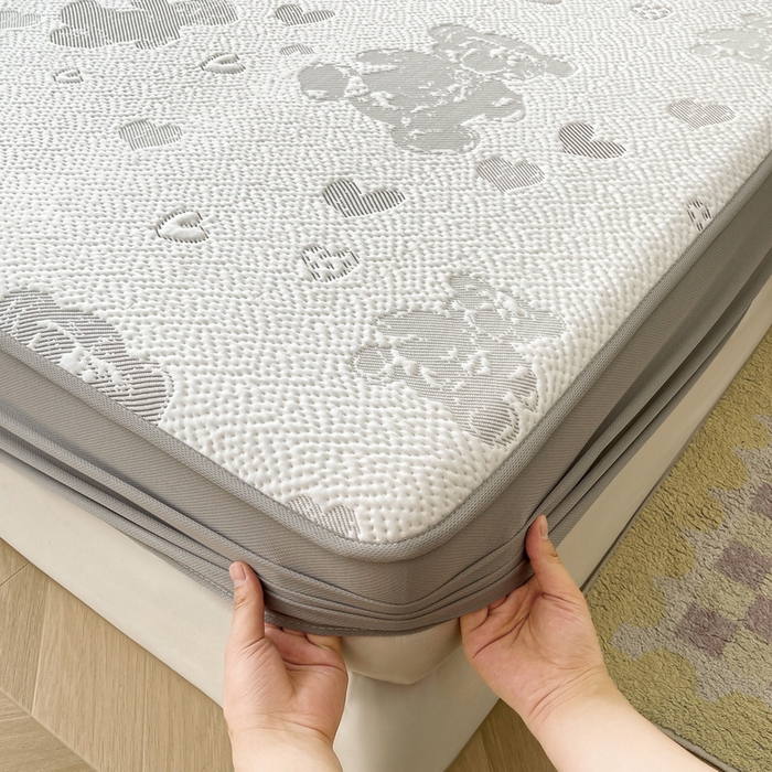 91家纺网 家纺一手货源 找家纺 （总）LIFE.丽芙 2025春夏季新品A类针织提花冰凉豆豆凉感软席床笠三件套加厚冰丝凉席床罩单件（450克）-风格一