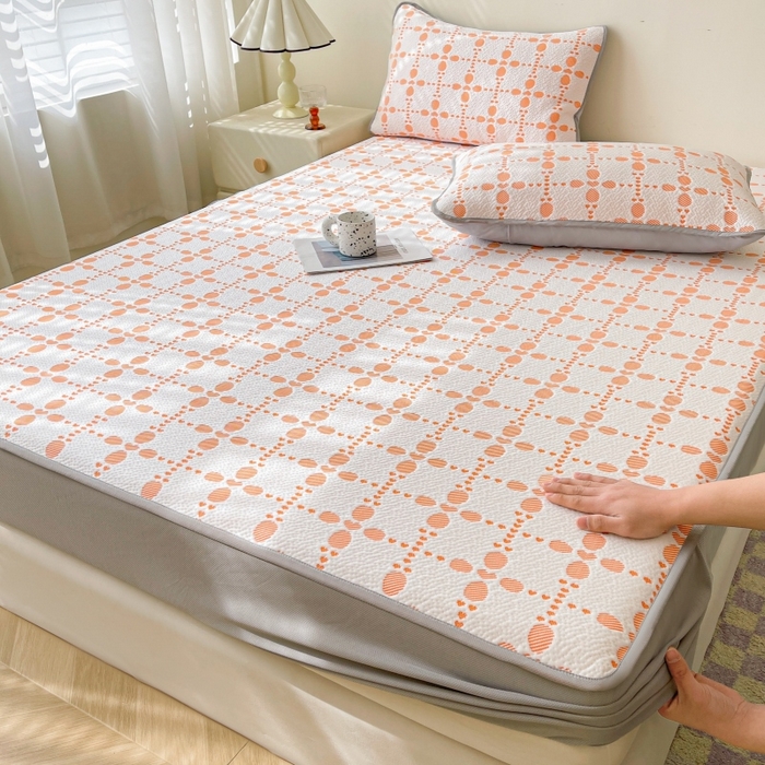 91家纺网 家纺一手货源 找家纺 （总）LIFE.丽芙 2025春夏季新品A类针织提花冰凉豆豆凉感软席床笠三件套加厚冰丝凉席床罩单件（450克）-风格一