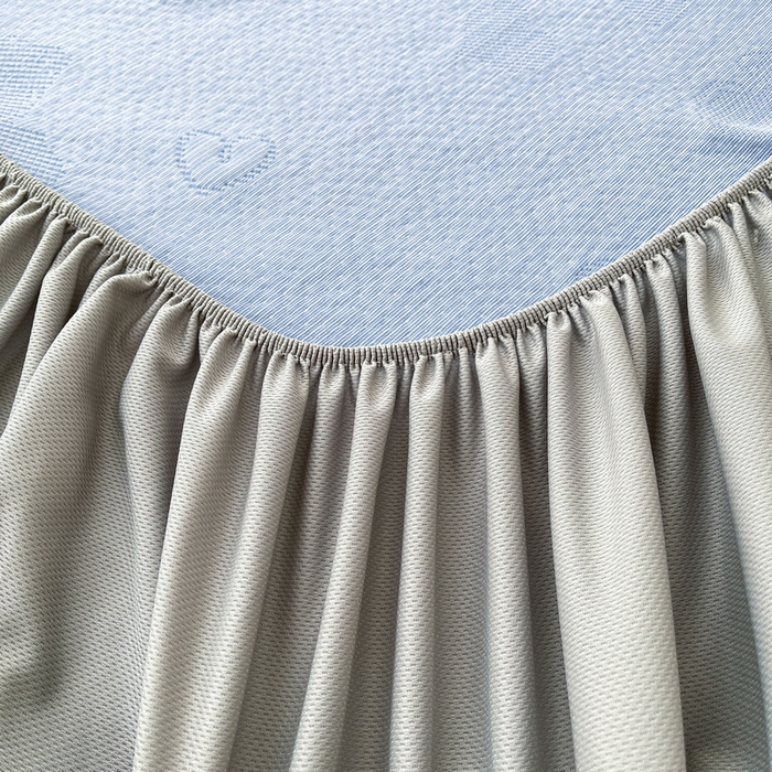 91家纺网 家纺一手货源 找家纺 LIFE.丽芙 2025春夏季新品A类针织提花冰凉豆豆凉感软席床笠三件套加厚冰丝凉席床罩单件（450克）-风格一 熊世界-海蓝