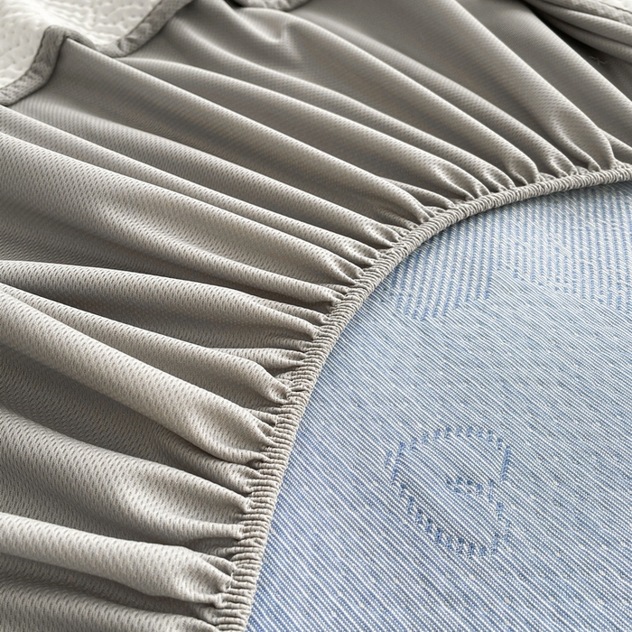 91家纺网 家纺一手货源 找家纺 LIFE.丽芙 2025春夏季新品A类针织提花冰凉豆豆凉感软席床笠三件套加厚冰丝凉席床罩单件（450克）-风格一 熊世界-海蓝