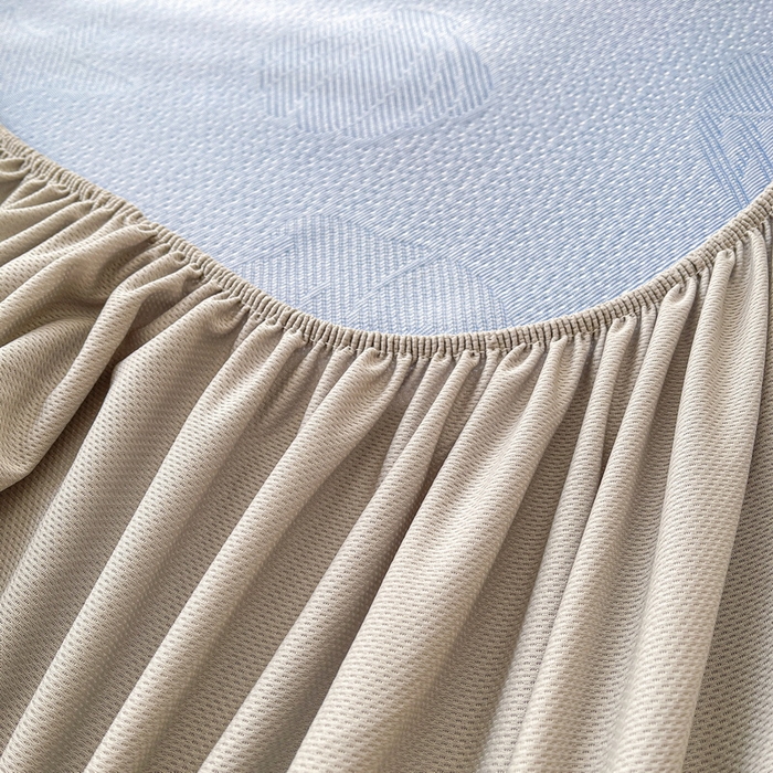 91家纺网 家纺一手货源 找家纺 LIFE.丽芙 2025春夏季新品A类针织提花冰凉豆豆凉感软席床笠三件套加厚冰丝凉席床罩单件（450克）-风格一 海底世界-海蓝