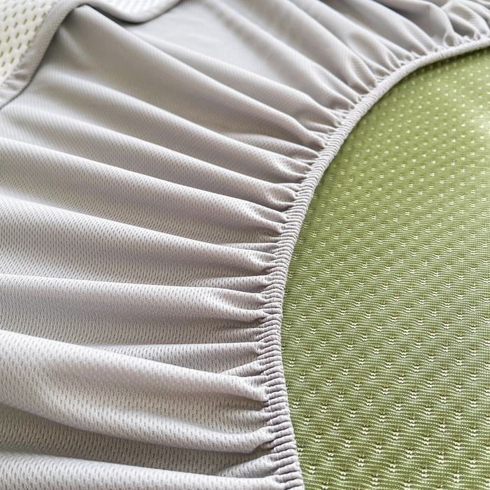 91家纺网 家纺一手货源 找家纺 LIFE.丽芙 2025春夏季新品A类针织提花冰凉豆豆凉感软席床笠三件套加厚冰丝凉席床罩单件（450克）-风格一 南瓜-绿