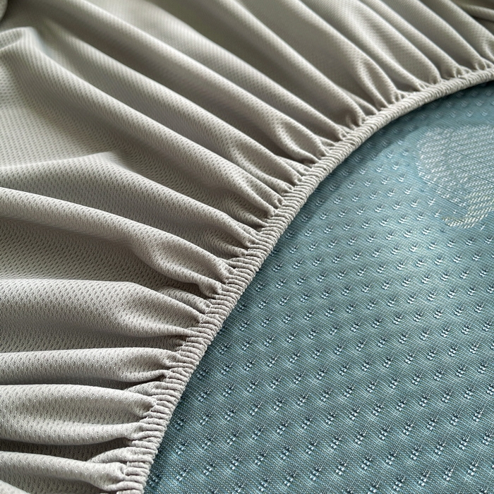 91家纺网 家纺一手货源 找家纺 LIFE.丽芙 2025春夏季新品A类针织提花冰凉豆豆凉感软席床笠三件套加厚冰丝凉席床罩单件（450克）-风格一 南瓜-海蓝