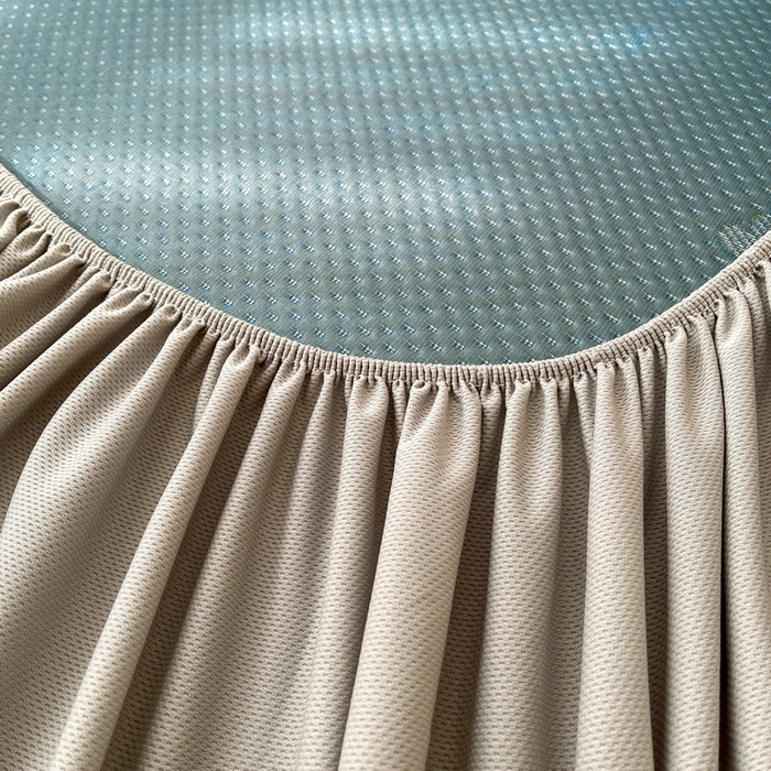 91家纺网 家纺一手货源 找家纺 LIFE.丽芙 2025春夏季新品A类针织提花冰凉豆豆凉感软席床笠三件套加厚冰丝凉席床罩单件（450克）-风格一 南瓜-海蓝