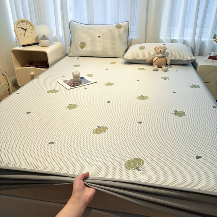 91家纺网 家纺一手货源 找家纺 （总）LIFE.丽芙 2025春夏季新品A类针织提花冰凉豆豆凉感软席床笠三件套加厚冰丝凉席床罩单件（450克）-风格二