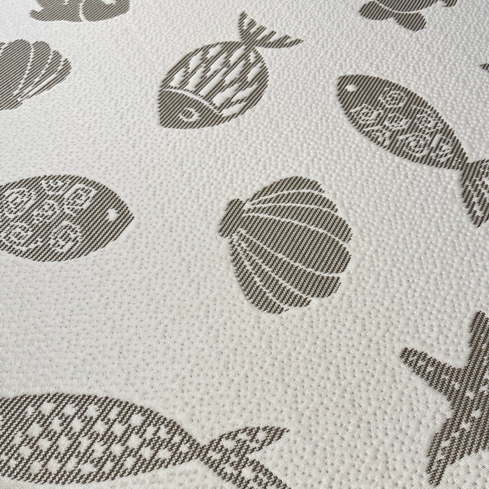 91家纺网 家纺一手货源 找家纺 LIFE.丽芙 2025春夏季新品A类针织提花冰凉豆豆凉感软席床笠三件套加厚冰丝凉席床罩单件（450克）-风格二 海底世界-灰