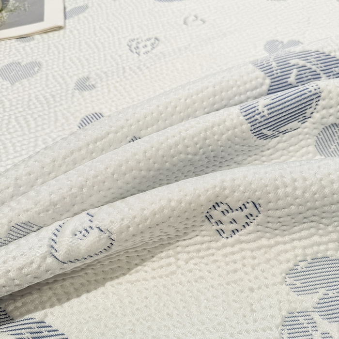 91家纺网 家纺一手货源 找家纺 LIFE.丽芙 2025春夏季新品A类针织提花冰凉豆豆凉感软席床笠三件套加厚冰丝凉席床罩单件（450克）-风格二 熊世界-海蓝