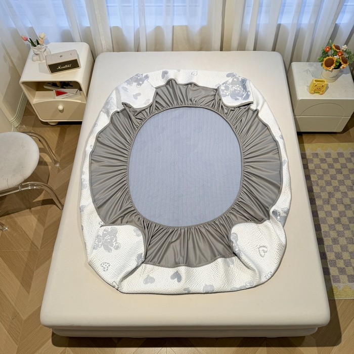 91家纺网 家纺一手货源 找家纺 LIFE.丽芙 2025春夏季新品A类针织提花冰凉豆豆凉感软席床笠三件套加厚冰丝凉席床罩单件（450克）-风格二 熊世界-海蓝