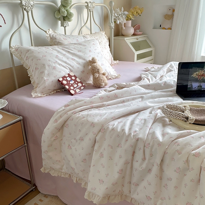 91家纺网 家纺一手货源 找家纺 （总）绫韵家纺 2025新品夏季韩式浪漫小花边空调被夏被薄被子套件系列