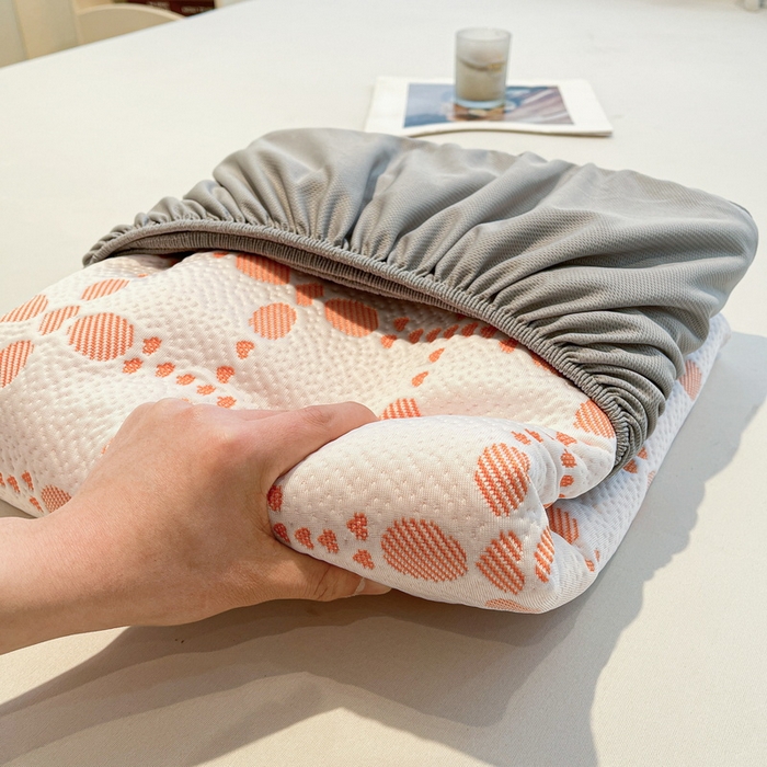 91家纺网 家纺一手货源 找家纺 LIFE.丽芙 2025春夏季新品A类针织提花冰凉豆豆凉感软席床笠三件套加厚冰丝凉席床罩单件（450克）-风格二 维塔-橘