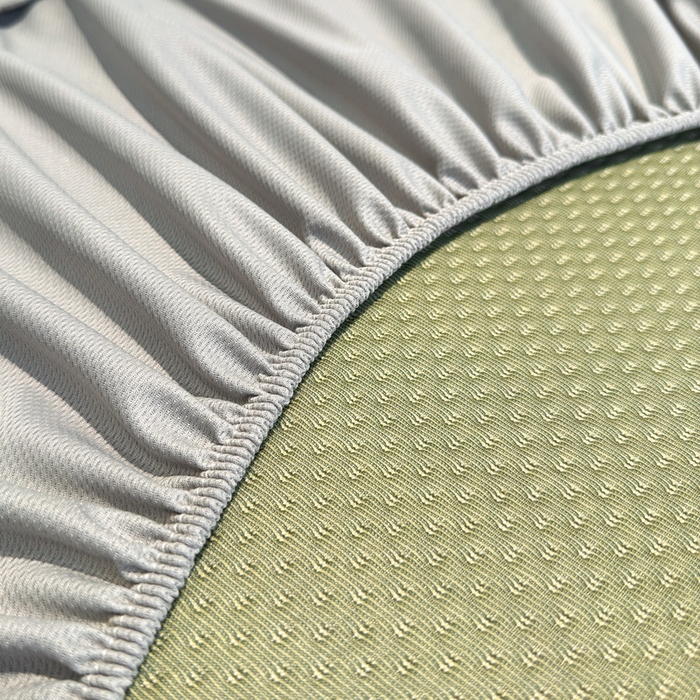 91家纺网 家纺一手货源 找家纺 LIFE.丽芙 2025春夏季新品A类针织提花冰凉豆豆凉感软席床笠三件套加厚冰丝凉席床罩单件（450克）-风格二 南瓜-绿