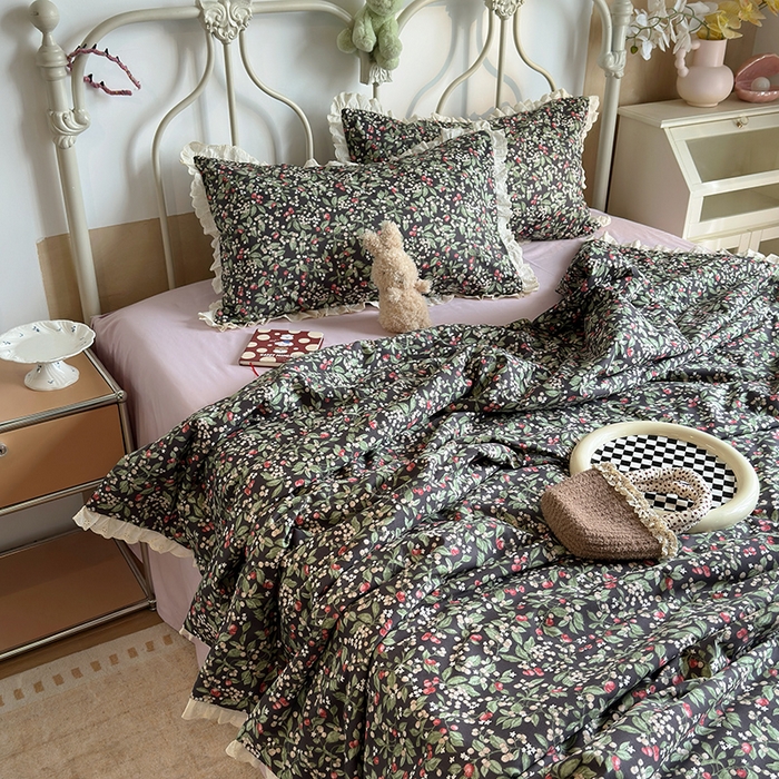 91家纺网 家纺一手货源 找家纺 绫韵家纺 2025新品夏季韩式浪漫小花边空调被夏被薄被子套件系列 长相思