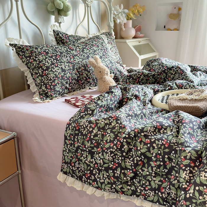 91家纺网 家纺一手货源 找家纺 绫韵家纺 2025新品夏季韩式浪漫小花边空调被夏被薄被子套件系列 长相思