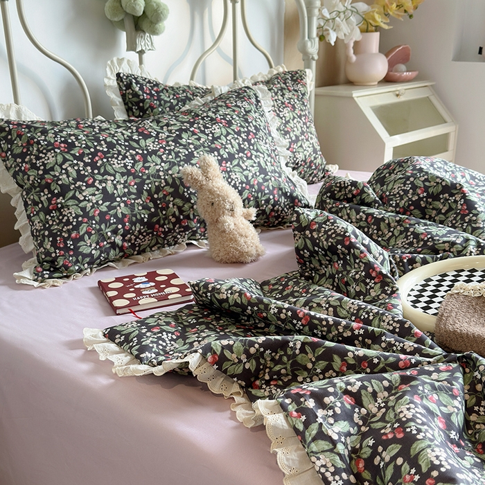 91家纺网 家纺一手货源 找家纺 绫韵家纺 2025新品夏季韩式浪漫小花边空调被夏被薄被子套件系列 长相思