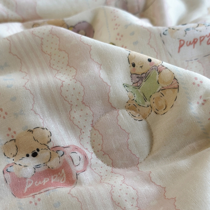 91家纺网 家纺一手货源 找家纺 绫韵家纺 2025夏季新品A类全棉纯棉双层纱法式大花边夏被空调被四件套 茉叶