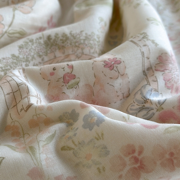 91家纺网 家纺一手货源 找家纺 绫韵家纺 2025夏季新品A类全棉纯棉双层纱法式大花边夏被空调被四件套 庄园秘境