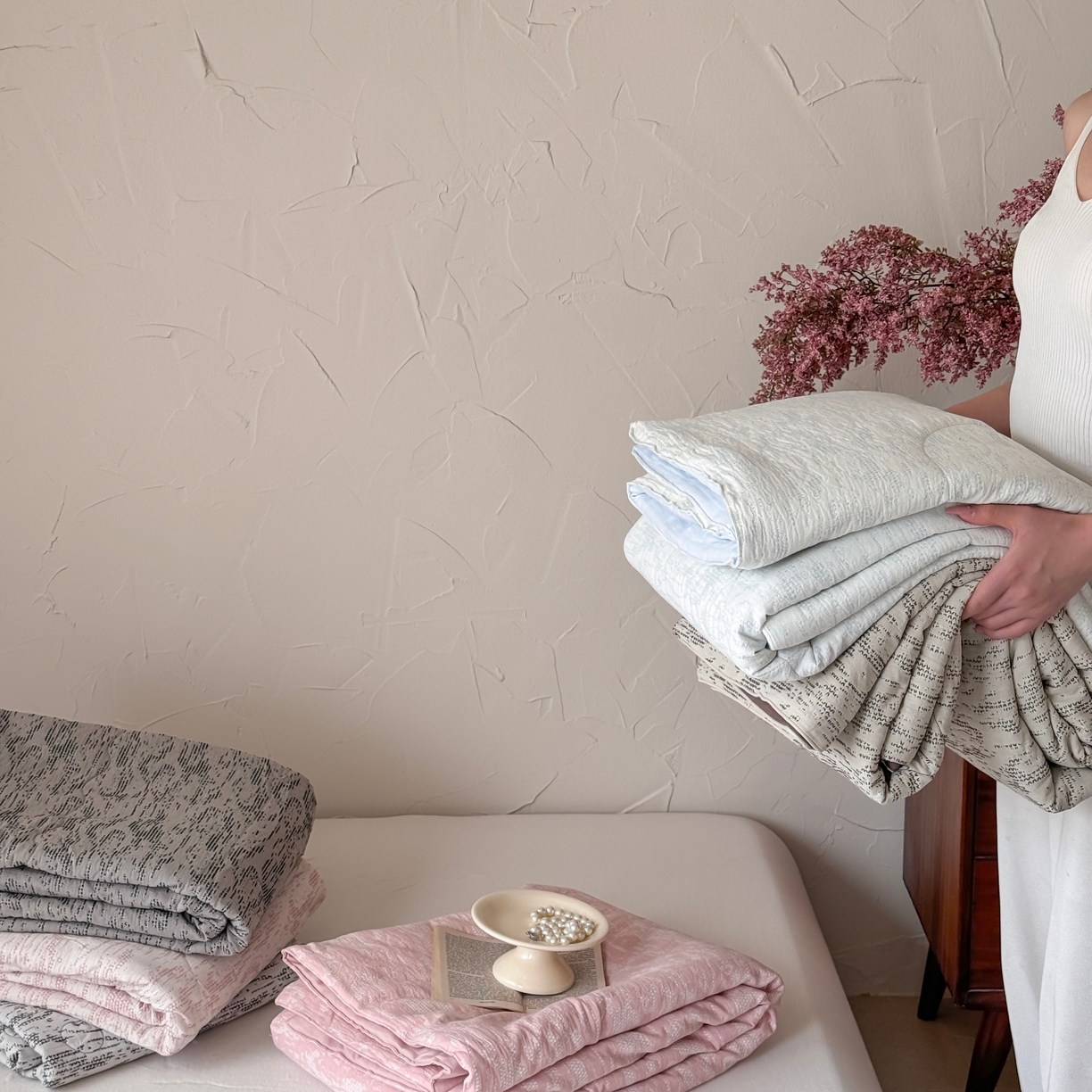 （总）山舍家居 2025春夏新款色织针刺子提花夏被夏凉被空调被四件套