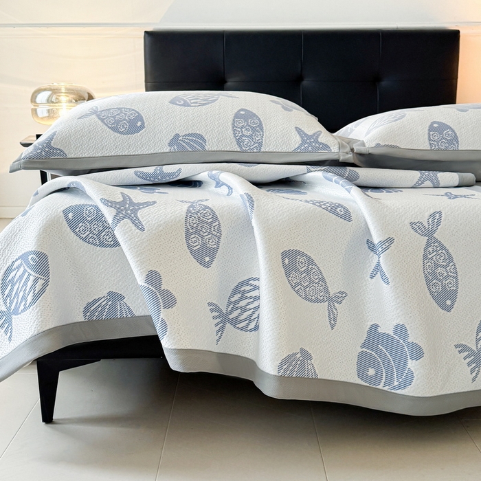 91家纺网 家纺一手货源 找家纺 （总）LIFE.丽芙 2025春夏季新品A类针织提花冰凉豆豆凉感软席子平铺绑带款冰丝凉席三件套（450克）-风格一