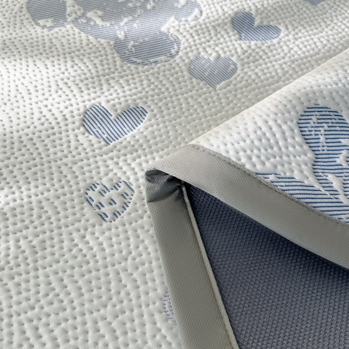 91家纺网 家纺一手货源 找家纺 LIFE.丽芙 2025春夏季新品A类针织提花冰凉豆豆凉感软席子平铺绑带款冰丝凉席三件套（450克）-风格一 熊世界-海蓝