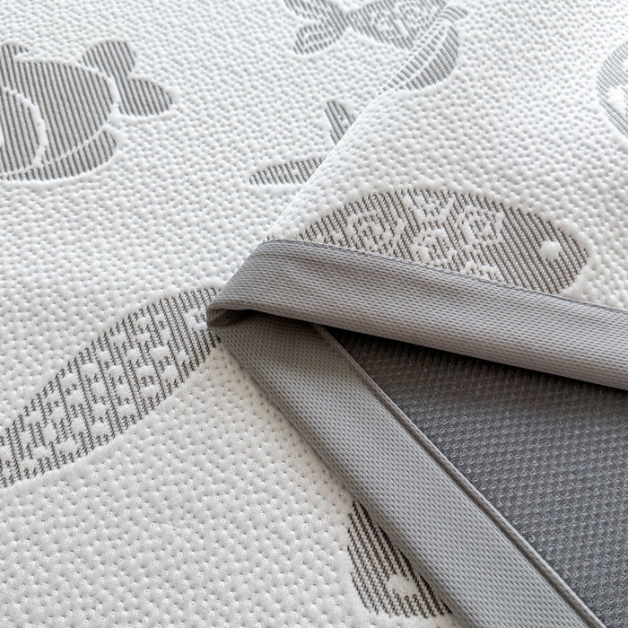 91家纺网 家纺一手货源 找家纺 LIFE.丽芙 2025春夏季新品A类针织提花冰凉豆豆凉感软席子平铺绑带款冰丝凉席三件套（450克）-风格一 海底世界-灰