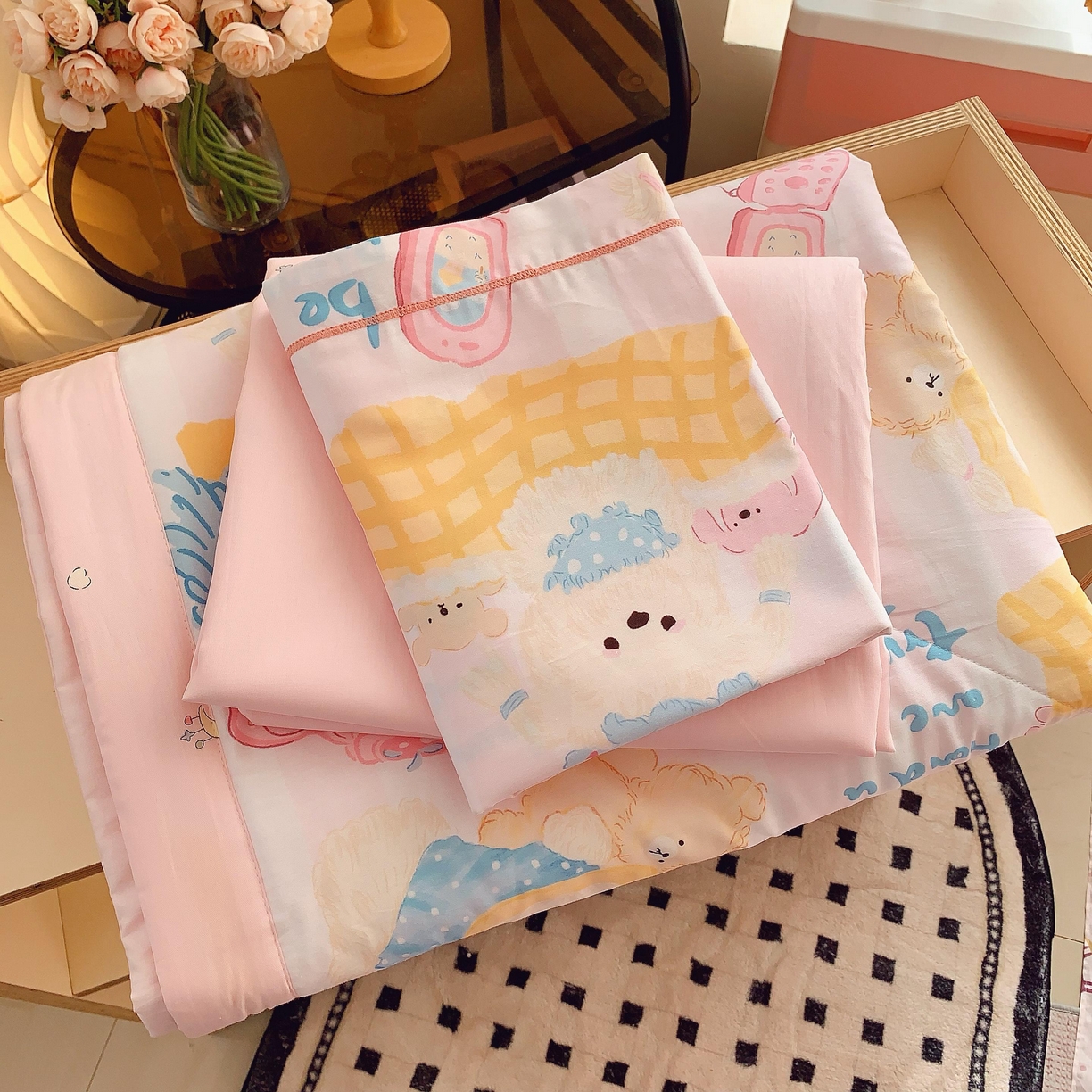 91家纺网 家纺一手货源 找家纺 （总）莱豫家纺 2025春夏新款纯棉全棉夏被夏凉被四件套