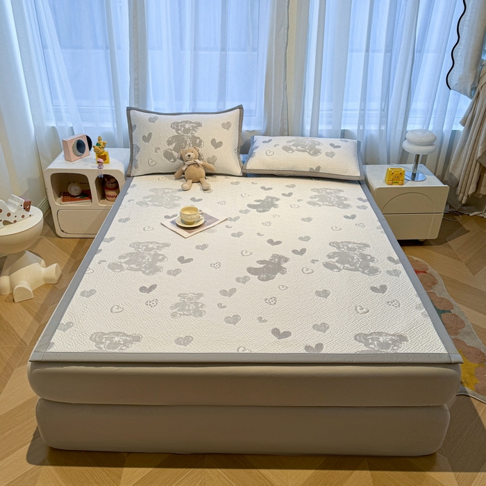 91家纺网 家纺一手货源 找家纺 （总）LIFE.丽芙 2025春夏季新品A类针织提花冰凉豆豆凉感软席子平铺绑带款冰丝凉席三件套（450克）-风格二