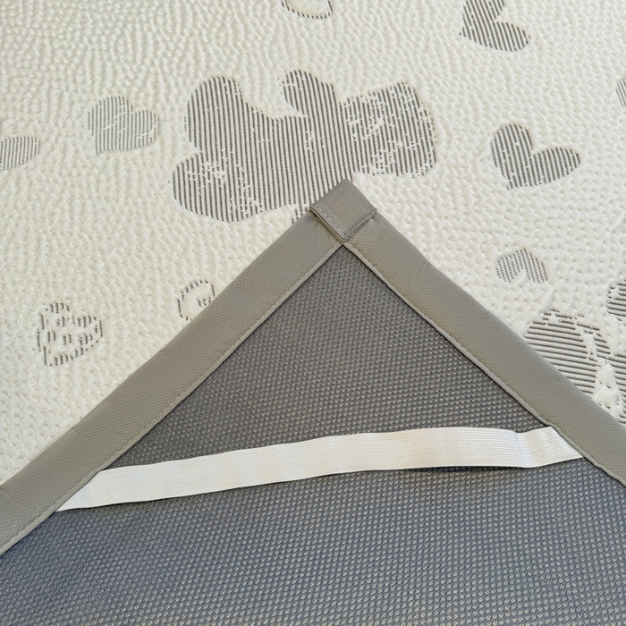 91家纺网 家纺一手货源 找家纺 LIFE.丽芙 2025春夏季新品A类针织提花冰凉豆豆凉感软席子平铺绑带款冰丝凉席三件套（450克）-风格二 熊世界-灰