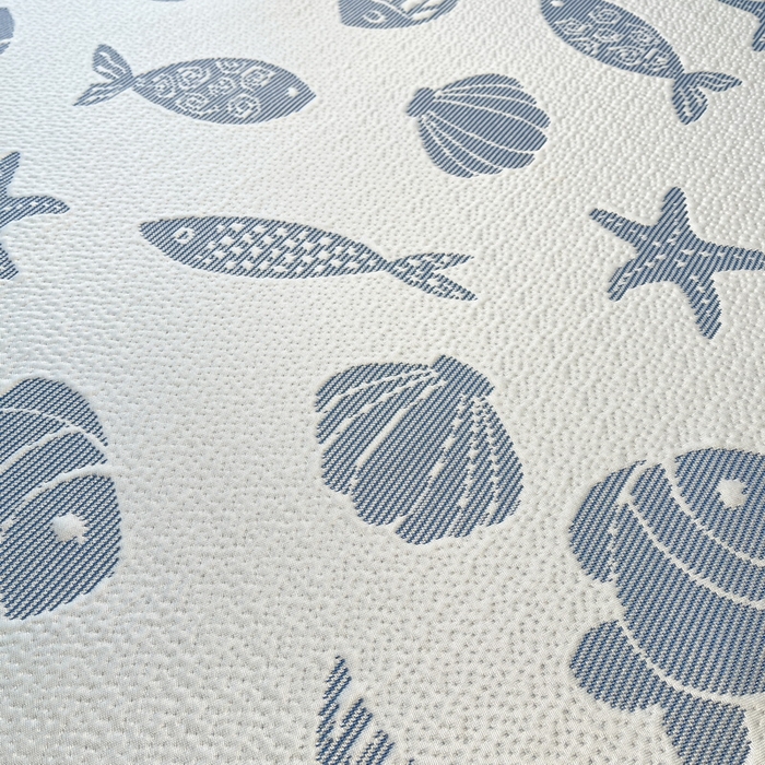 91家纺网 家纺一手货源 找家纺 LIFE.丽芙 2025春夏季新品A类针织提花冰凉豆豆凉感软席子平铺绑带款冰丝凉席三件套（450克）-风格二 海底世界-海蓝