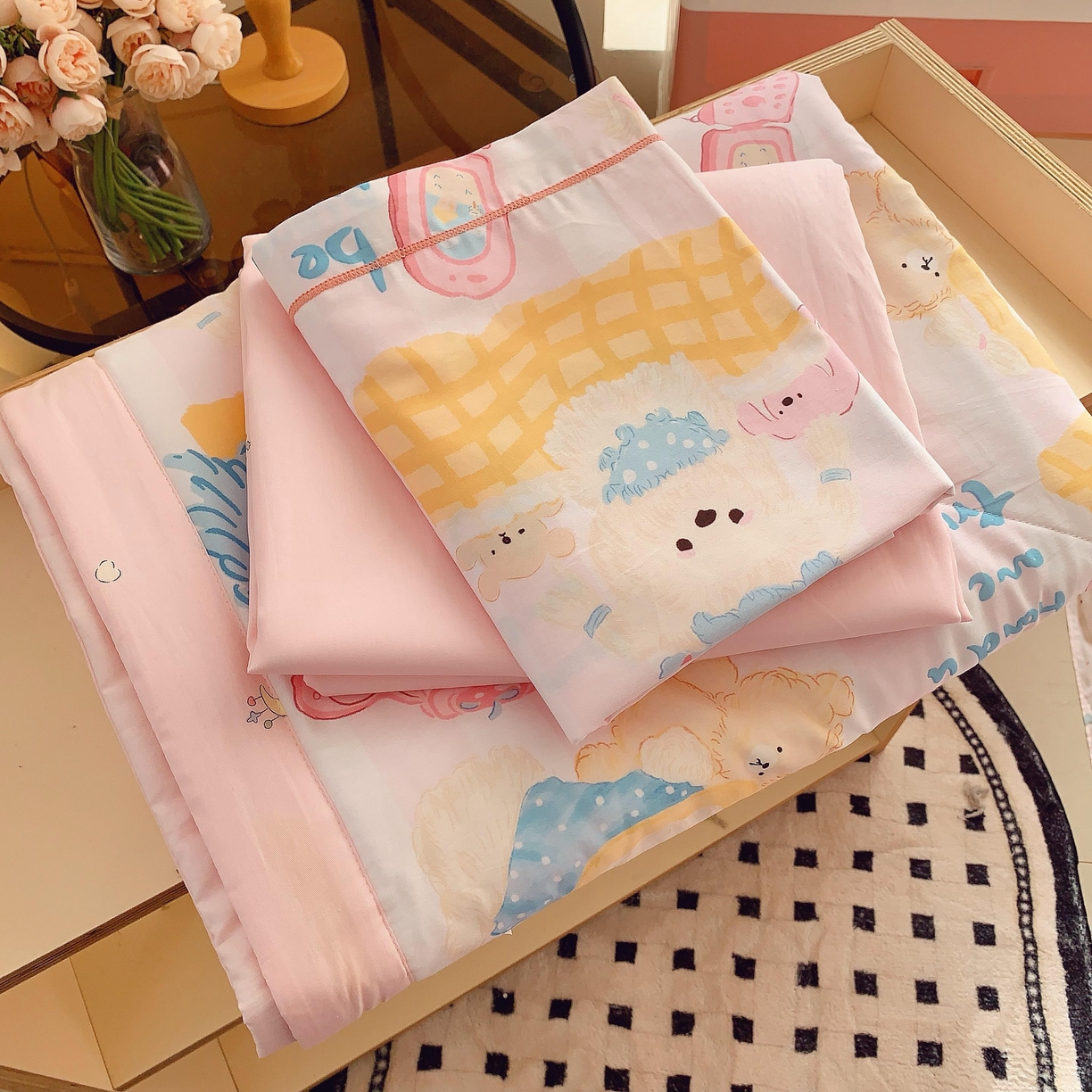 91家纺网 家纺一手货源 找家纺 莱豫家纺 2025春夏新款纯棉全棉夏被夏凉被四件套 叠拍